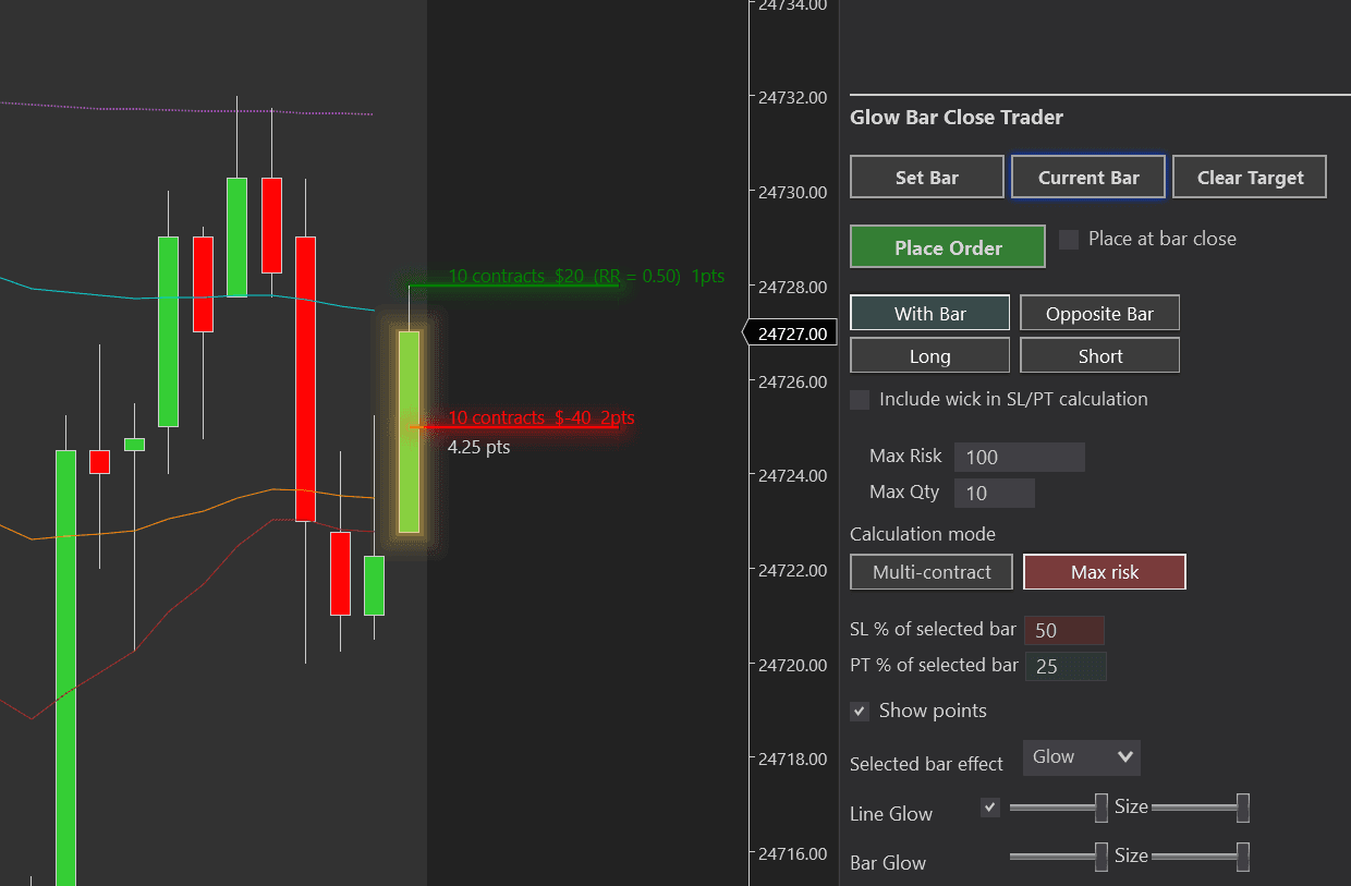 Glow Bar Close Trader screenshot